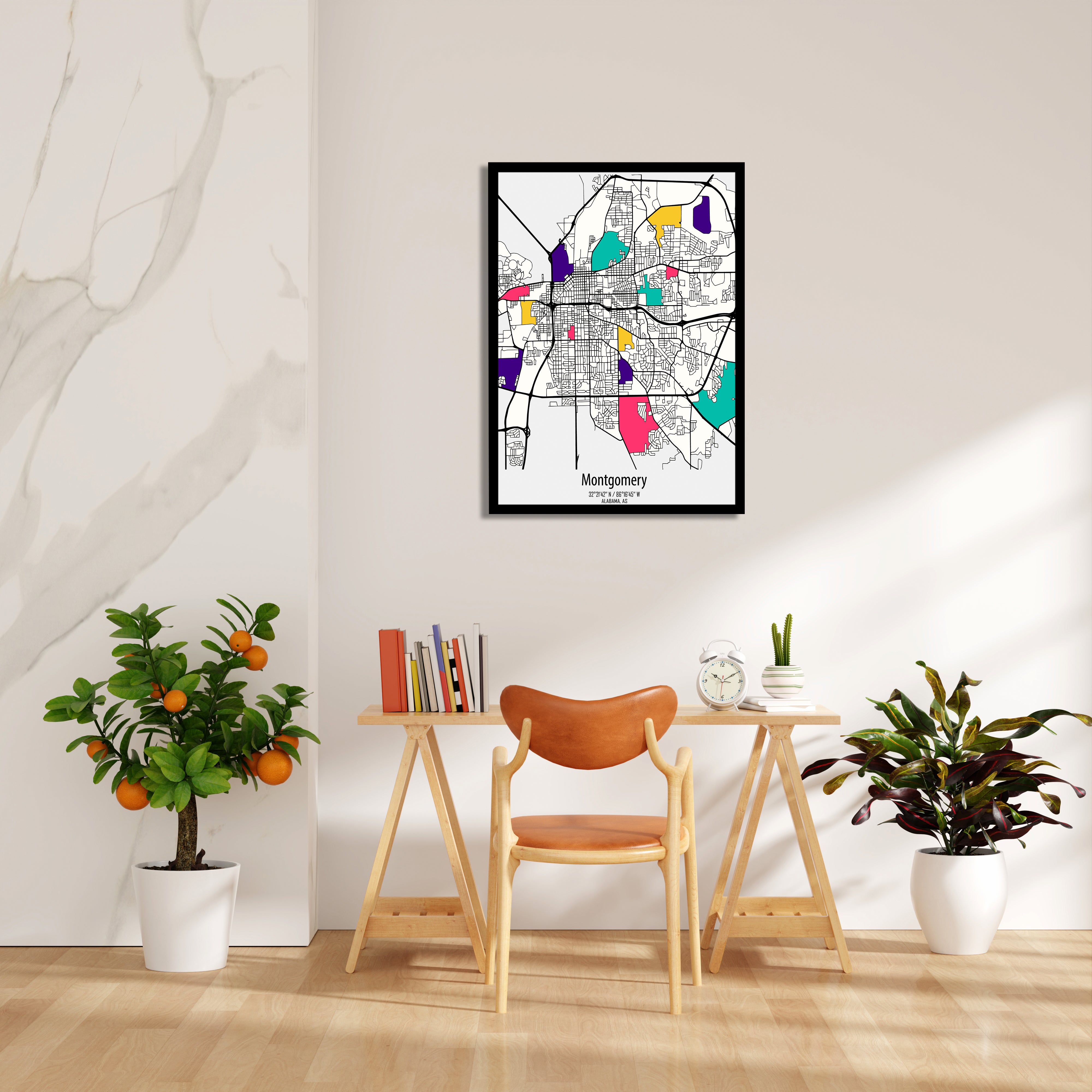 Montgomery Vibrant Districts - street map wall art