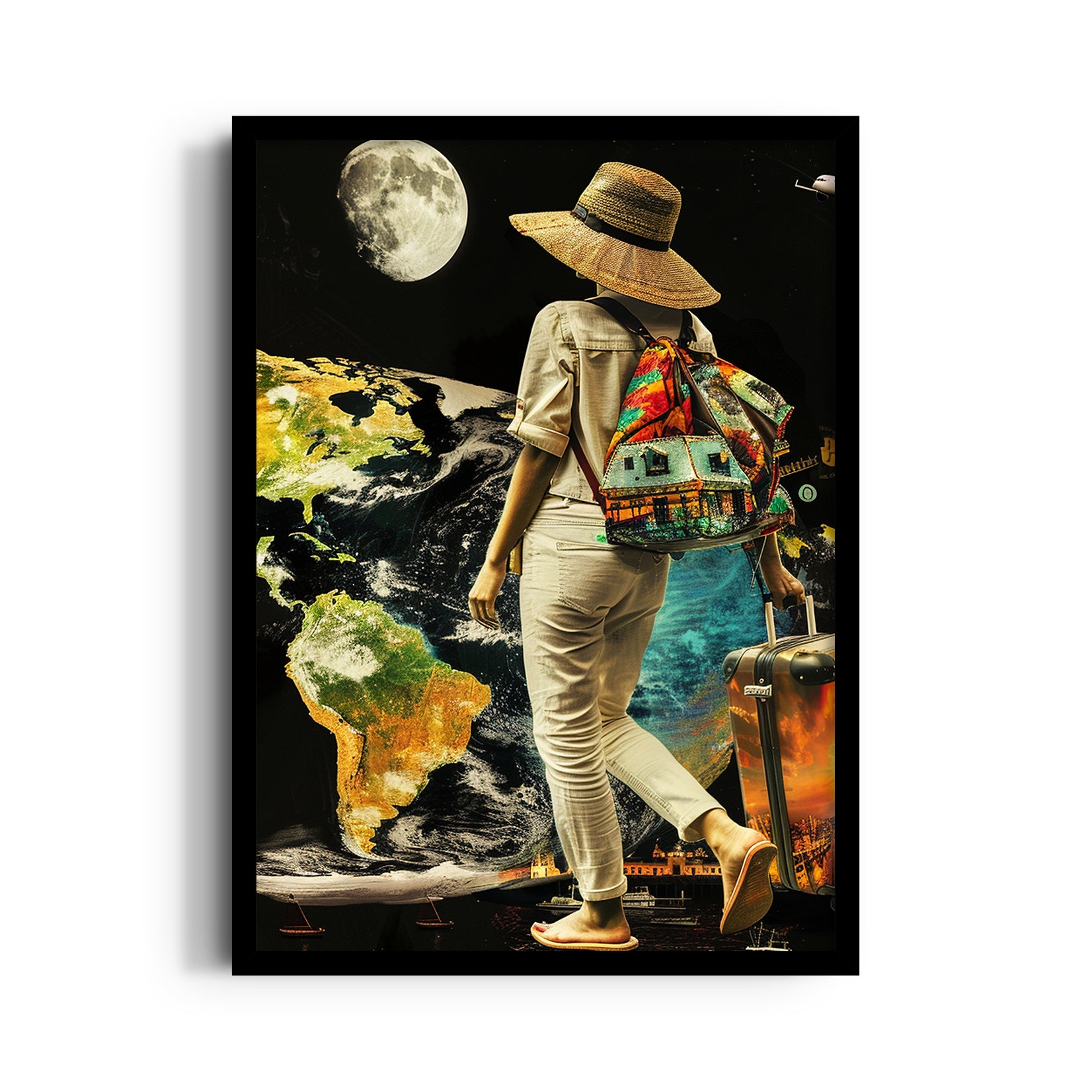 Moonlit World Explorer - Travel Wall Art
