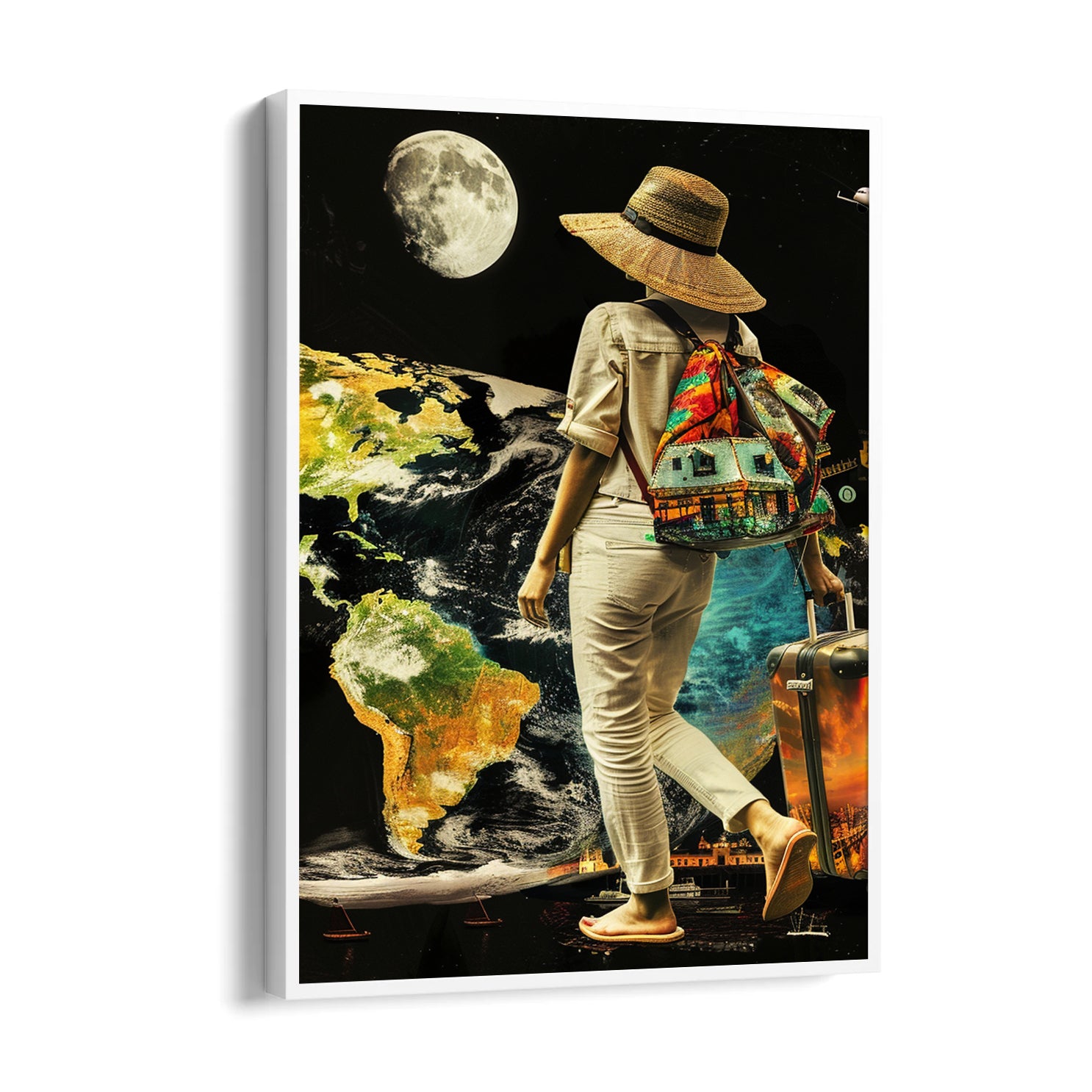Moonlit World Explorer - Travel Wall Art