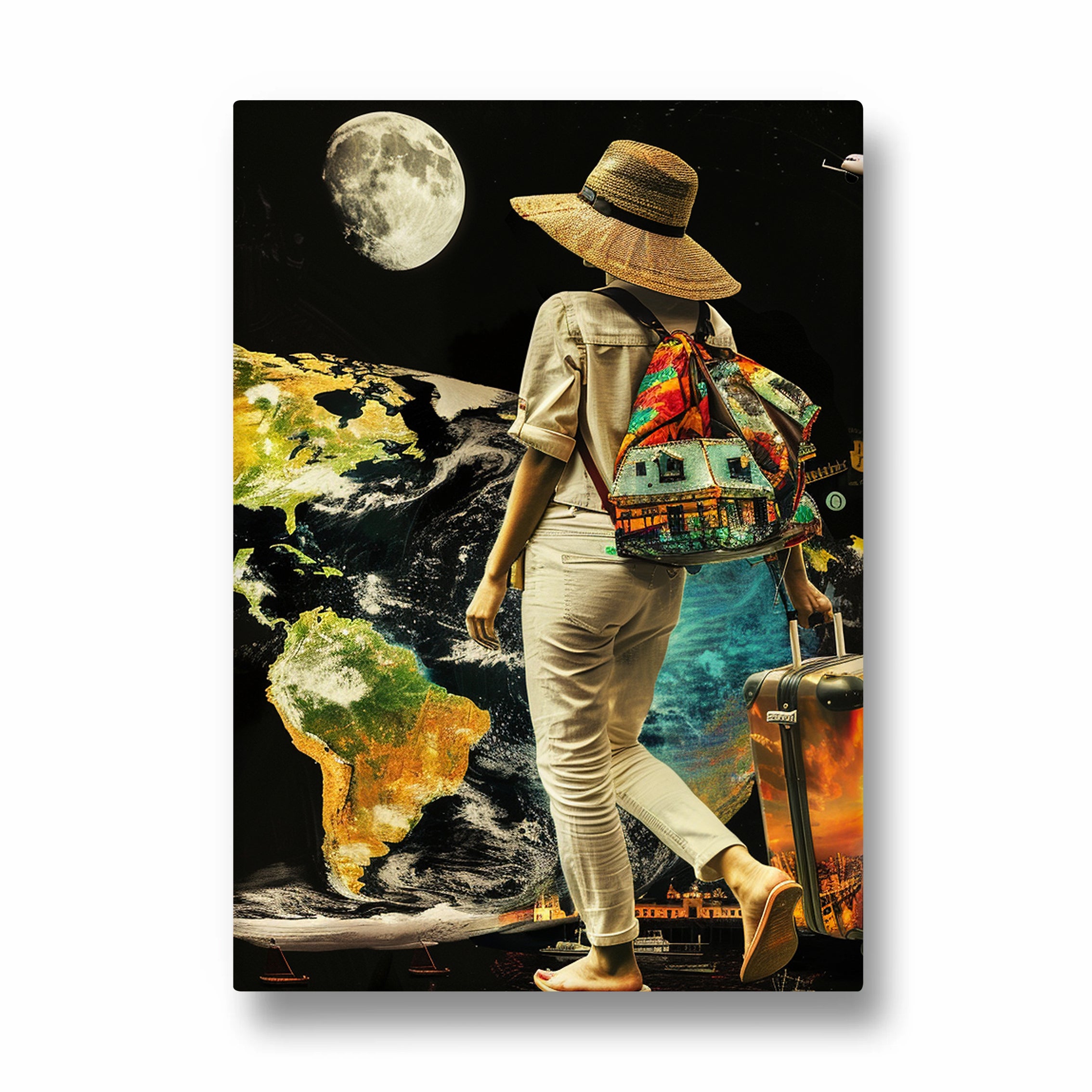 Moonlit World Explorer - Travel Wall Art