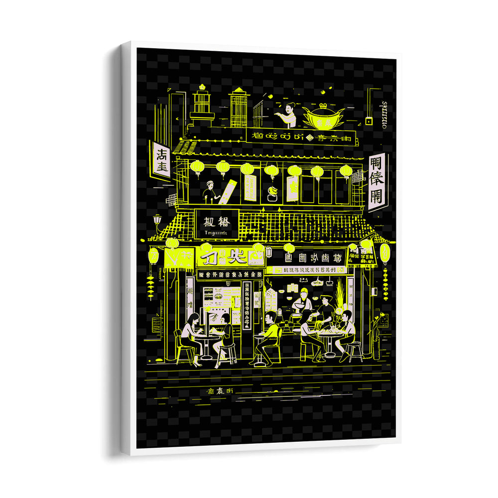 Neon Asian Street Caf - Food & Bar Wall Art - Pillow Fights