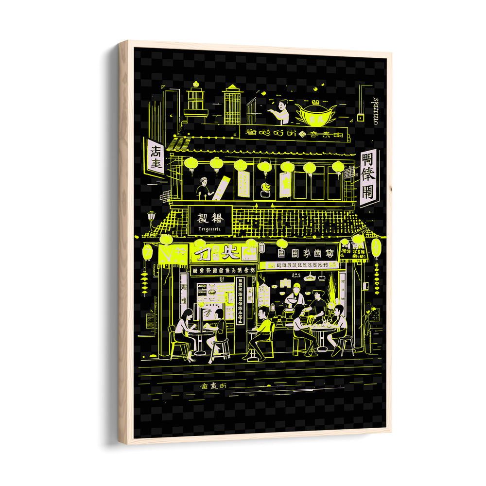 Neon Asian Street Caf - Food & Bar Wall Art - Pillow Fights