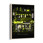 Neon Asian Street Caf - Food & Bar Wall Art - Pillow Fights