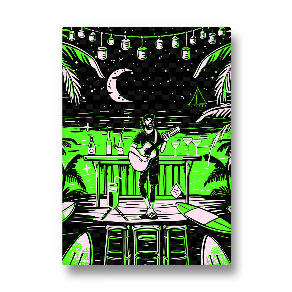 Neon Beach Bar Vibes - Food & Bar Wall Art