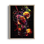 Neon Berry Cocktail Splash - Food & Bar Wall Art