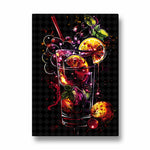 Neon Berry Cocktail Splash - Food & Bar Wall Art