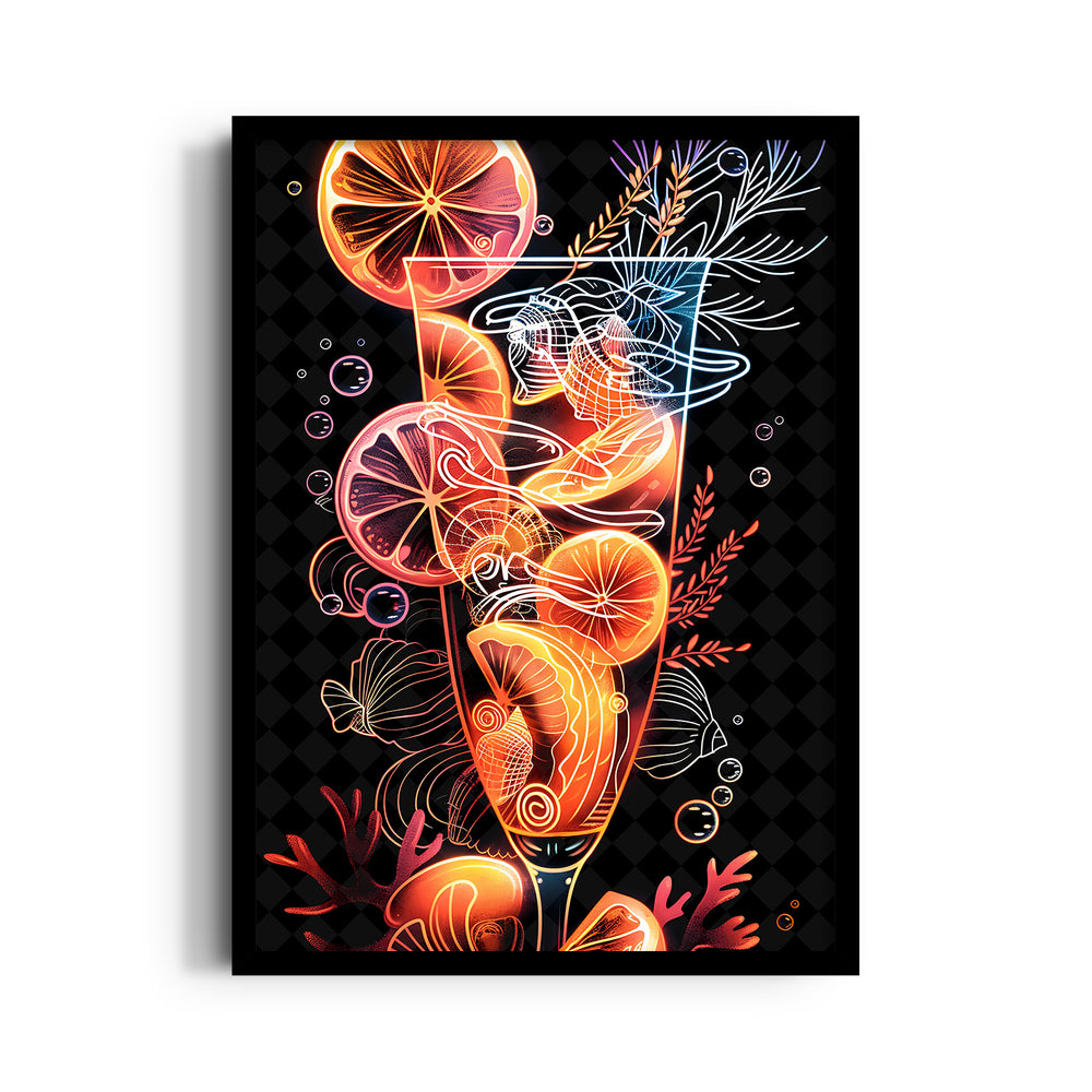 Neon Citrus Cocktail - Food & Bar Wall Art - Pillow Fights