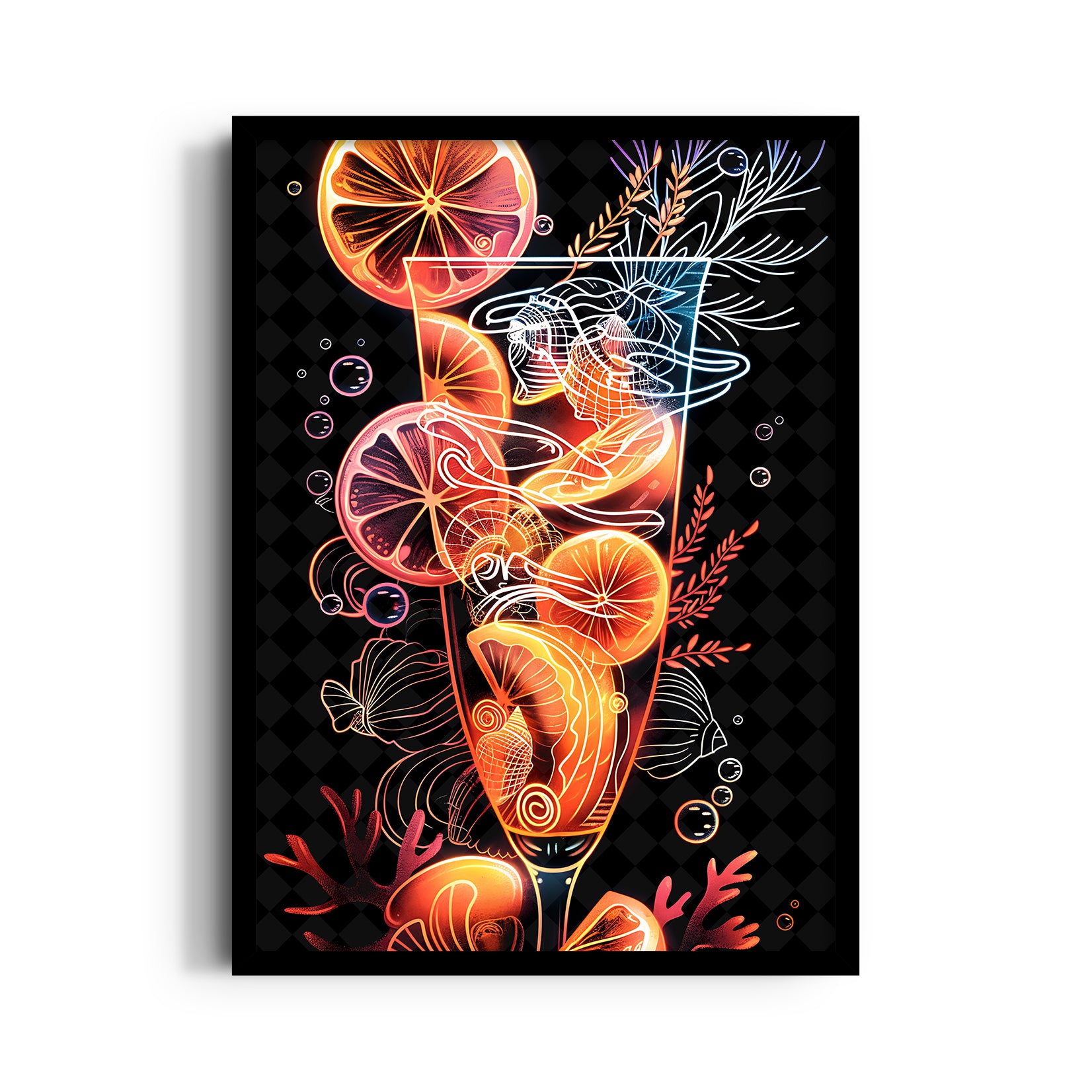 Neon Citrus Cocktail - Food & Bar Wall Art