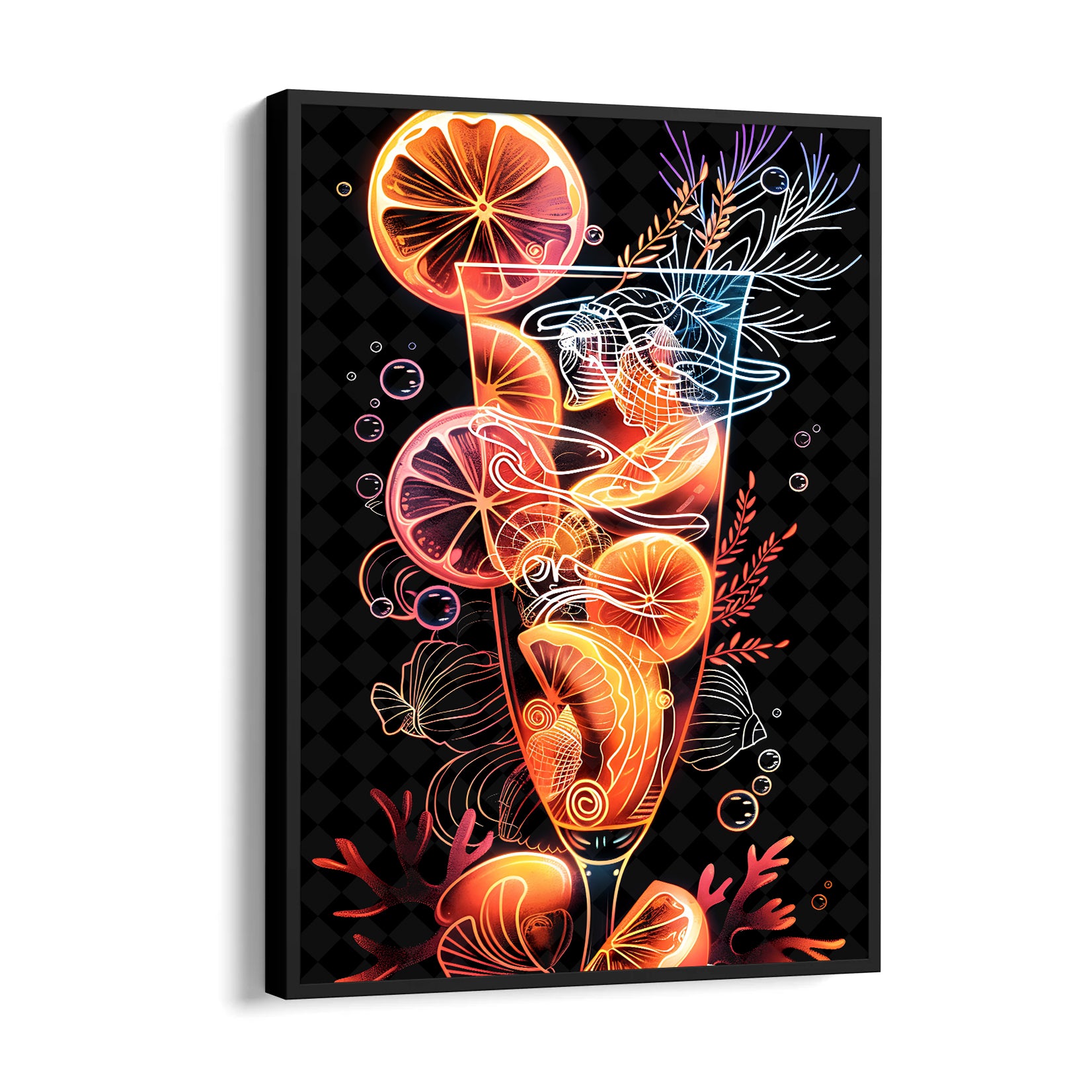 Neon Citrus Cocktail - Food & Bar Wall Art