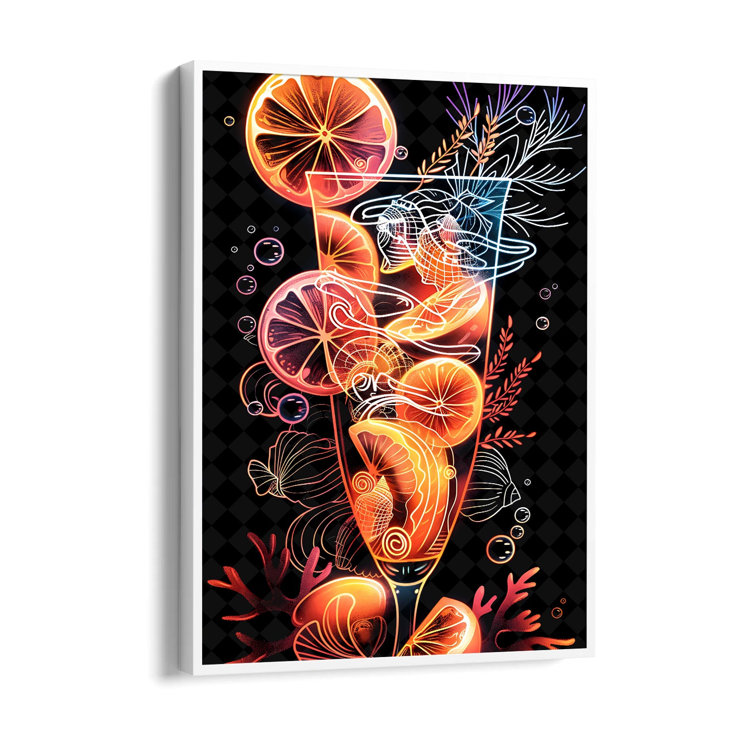 Neon Citrus Cocktail - Food & Bar Wall Art