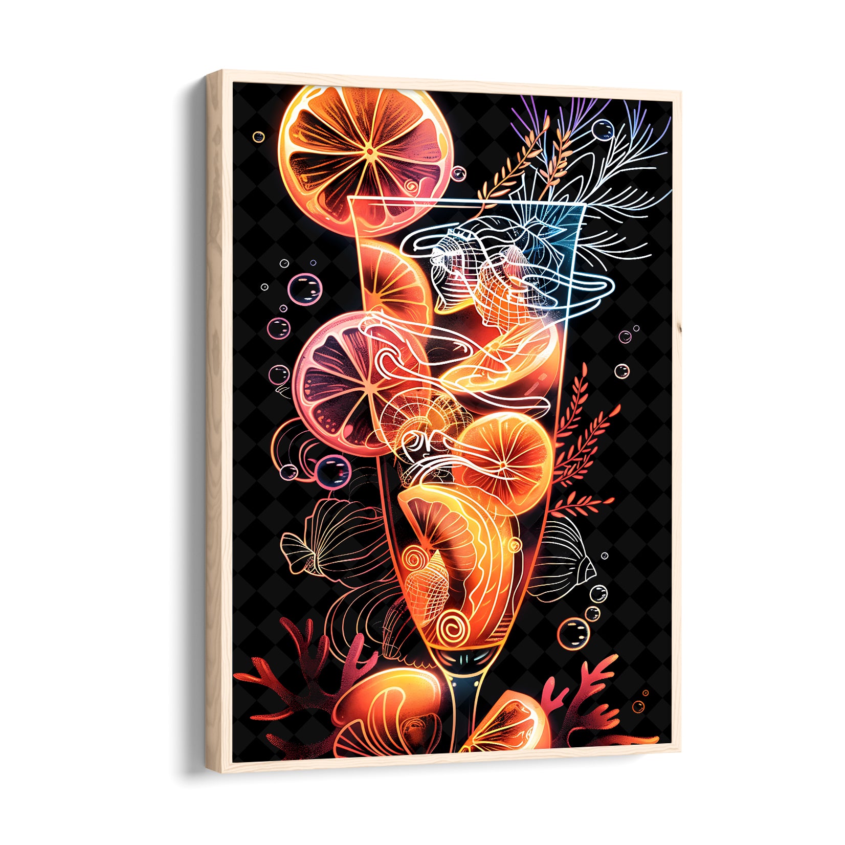 Neon Citrus Cocktail - Food & Bar Wall Art