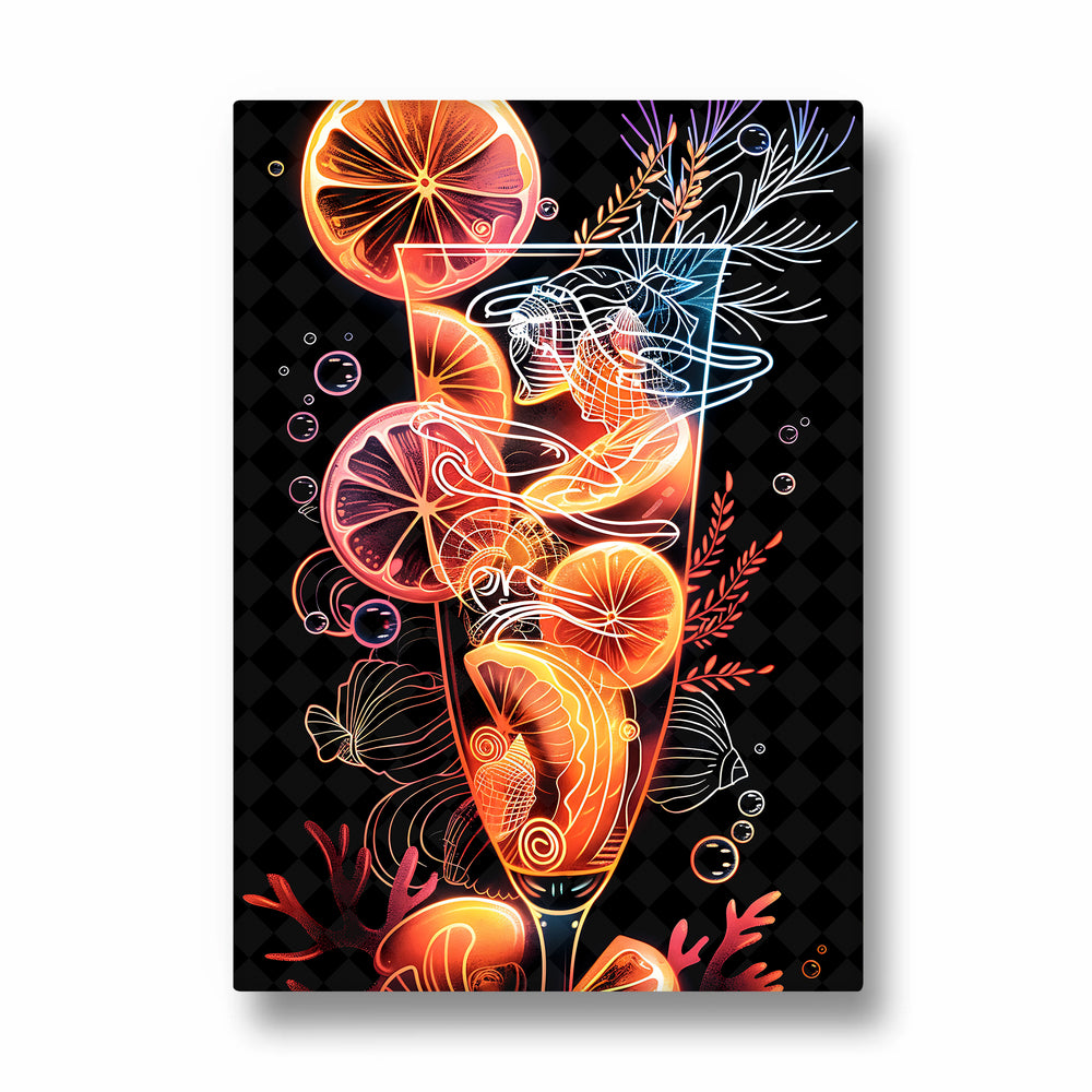 Neon Citrus Cocktail - Food & Bar Wall Art - Pillow Fights