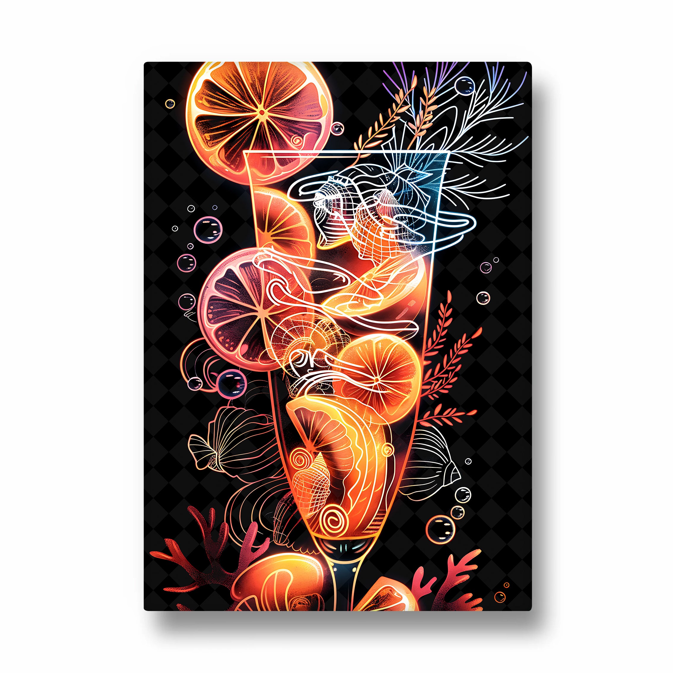 Neon Citrus Cocktail - Food & Bar Wall Art