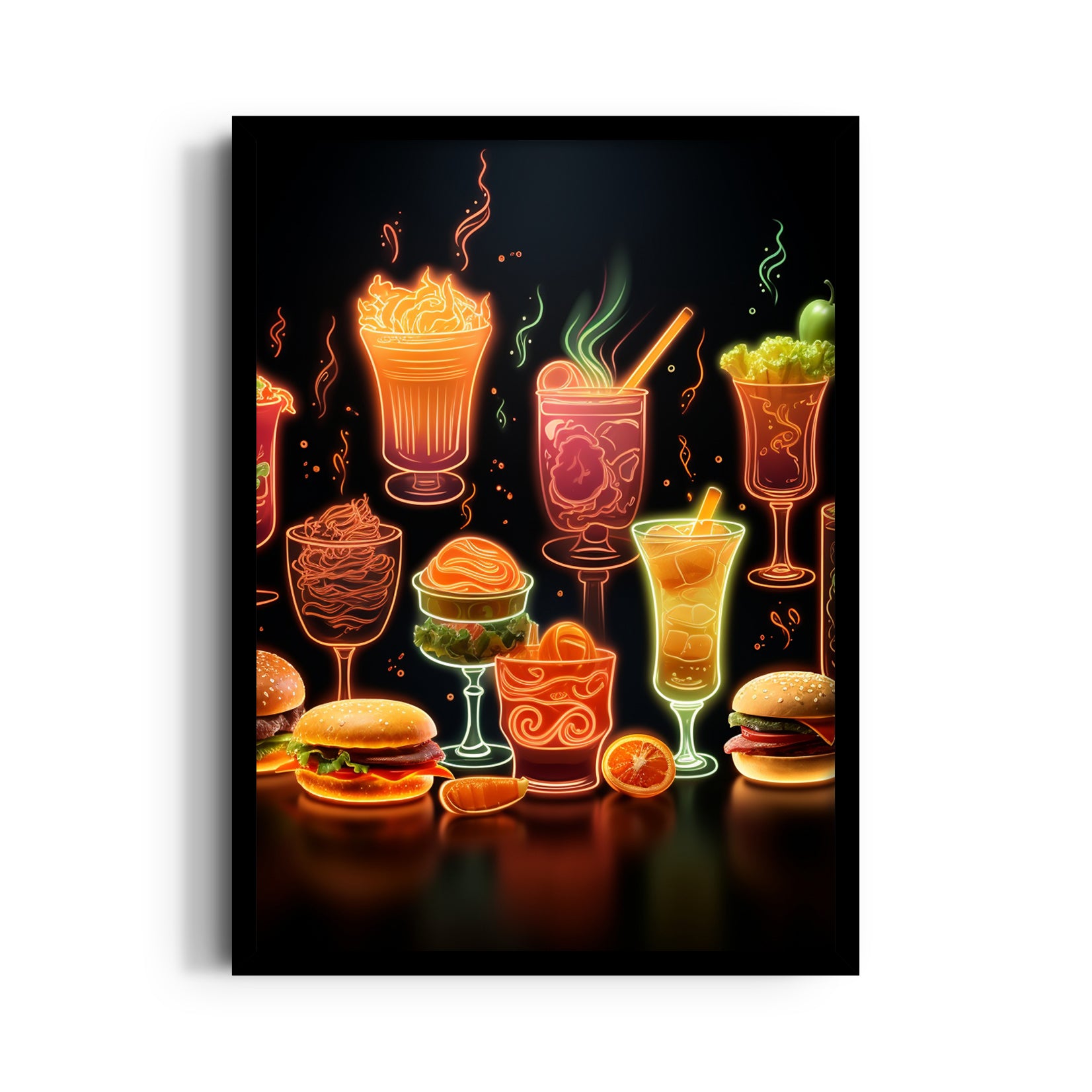Neon Cocktail & Street Food Vibes ??? Bar Wall Art