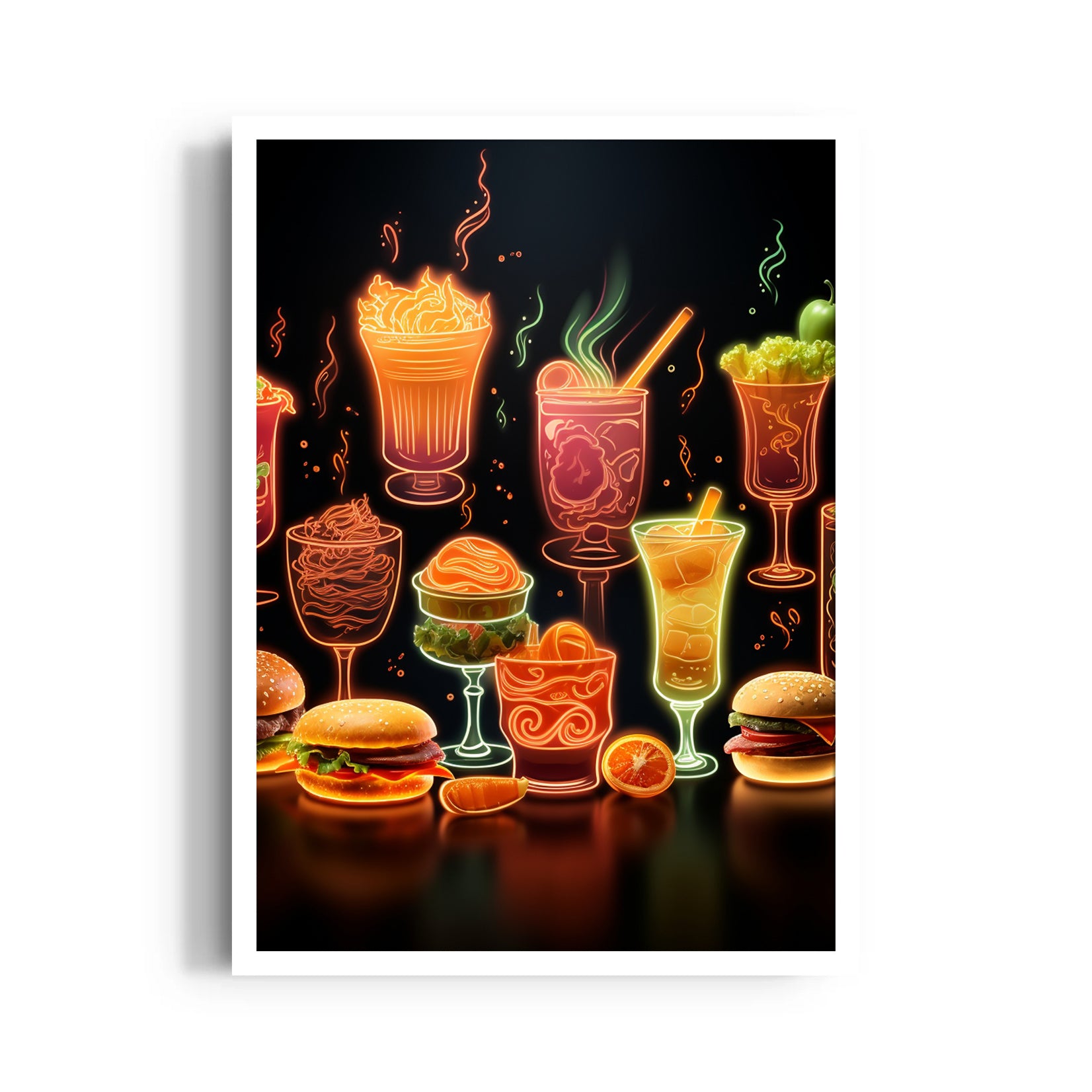Neon Cocktail & Street Food Vibes ??? Bar Wall Art