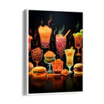 Neon Cocktail & Street Food Vibes – Bar Wall Art