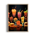 Neon Cocktail & Street Food Vibes – Bar Wall Art