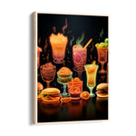 Neon Cocktail & Street Food Vibes – Bar Wall Art