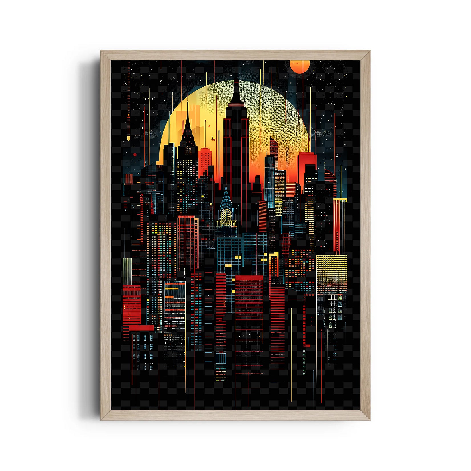 Neon Empire Skyline - City Wall Art
