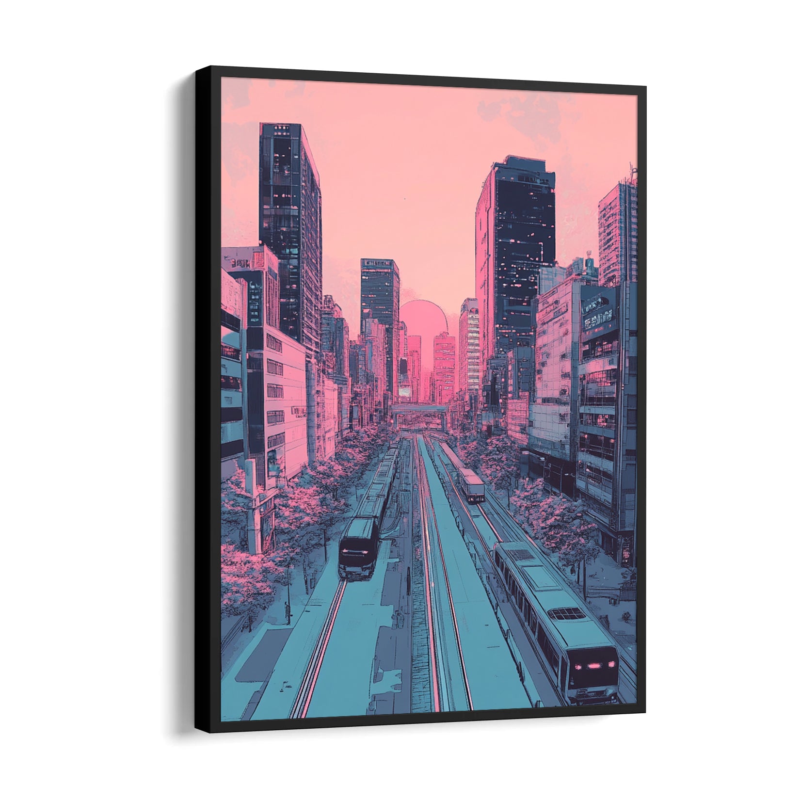 Neon Sakura Metro - City Wall Art