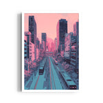 Neon Sakura Metro - City Wall Art