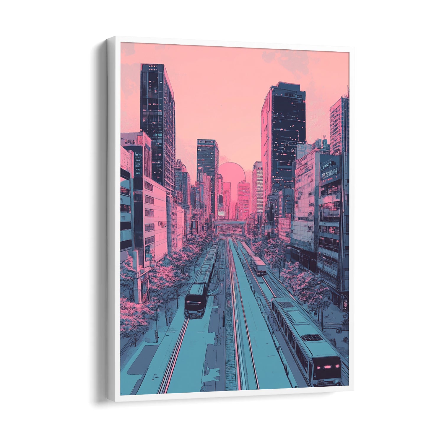 Neon Sakura Metro - City Wall Art