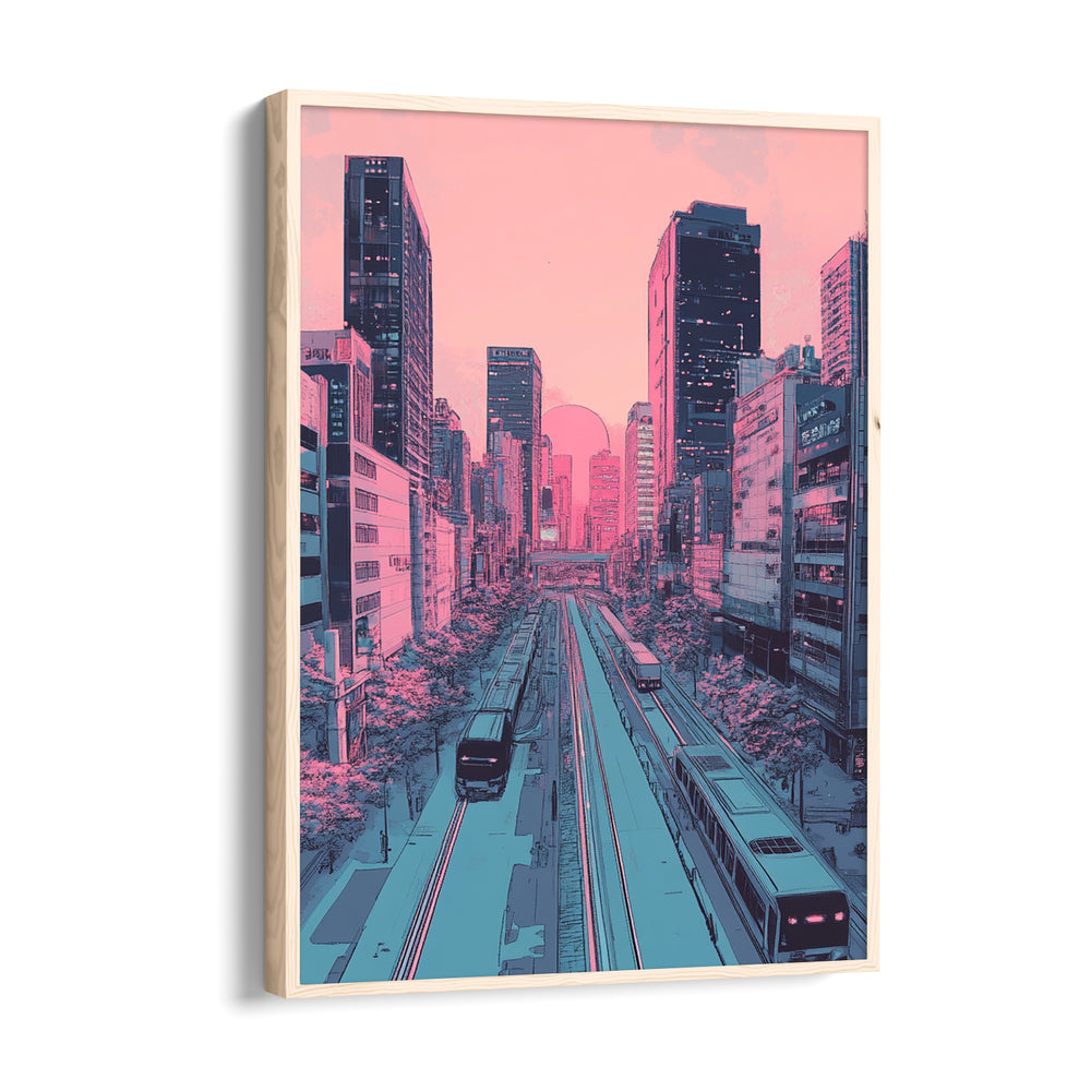 Neon Sakura Metro - City Wall Art