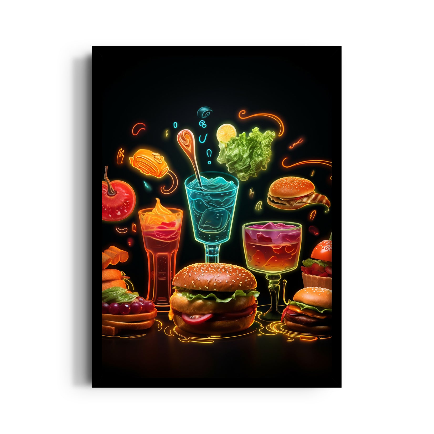 Neon Street Bites ??? Modern Food & Bar Wall Art