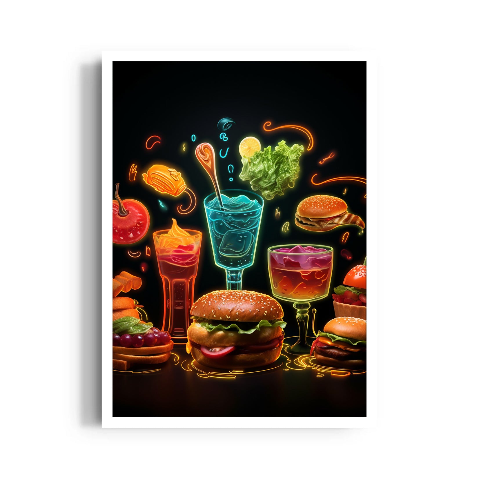 Neon Street Bites ??? Modern Food & Bar Wall Art