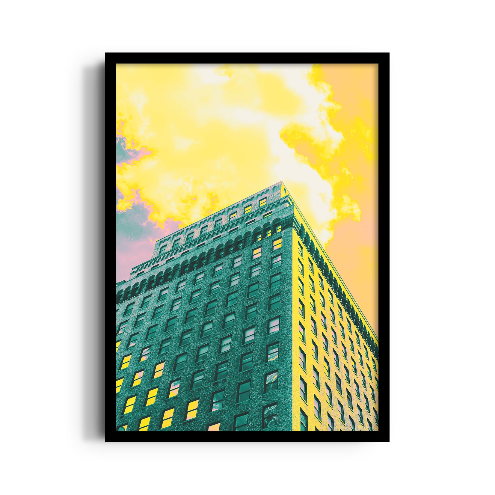 Neon Sunset Tower - City Wall Art