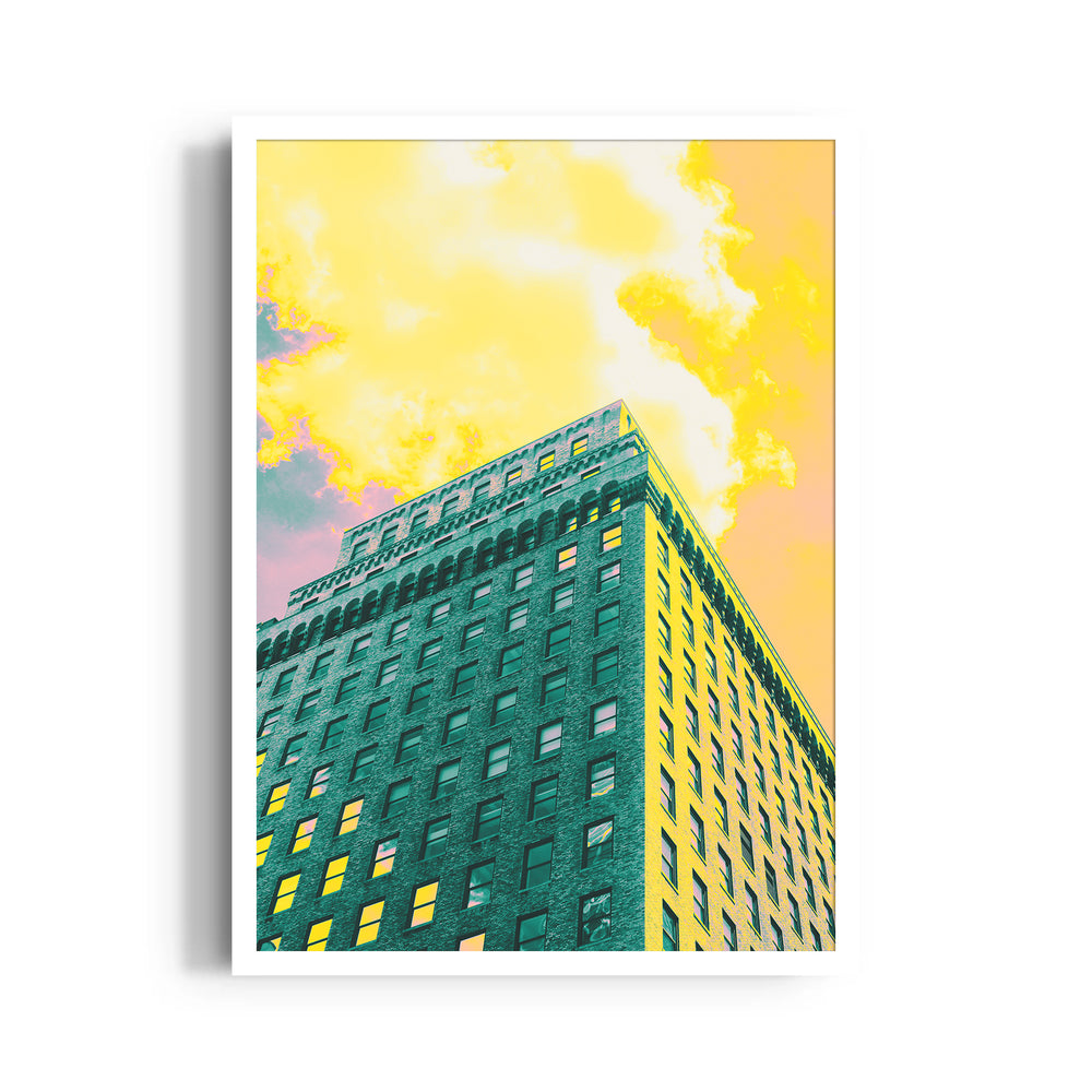 Neon Sunset Tower - City Wall Art