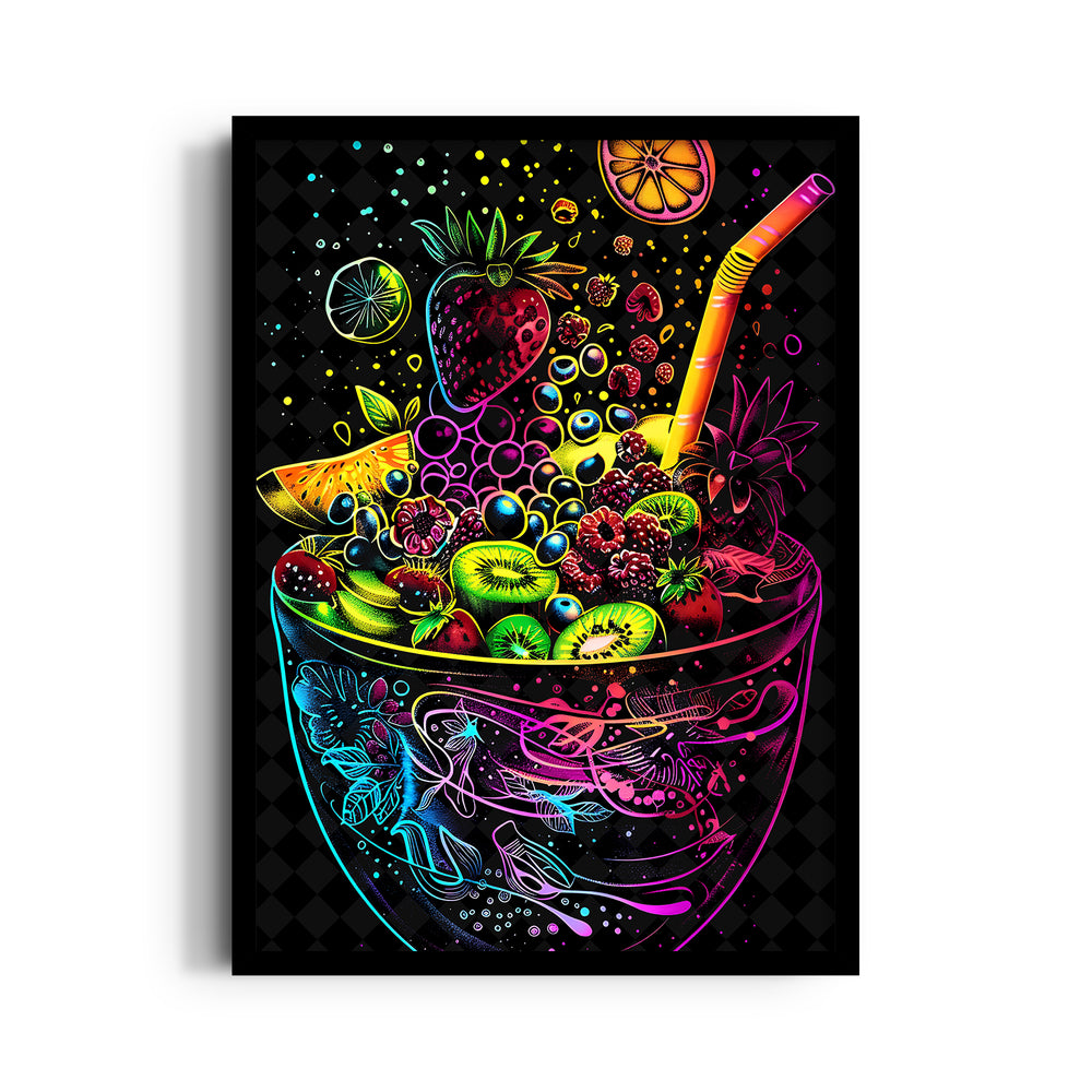 Neon Tropical Fruit Bowl - Food & Bar Wall Art