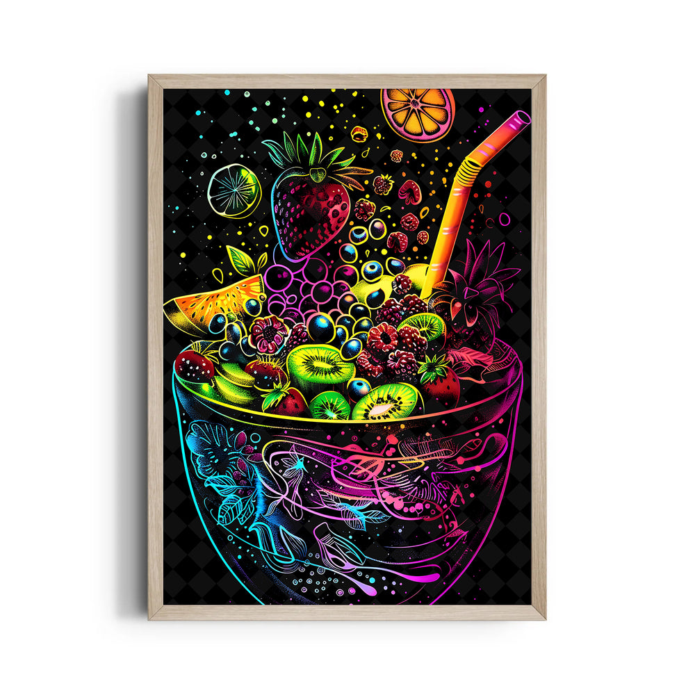 Neon Tropical Fruit Bowl - Food & Bar Wall Art