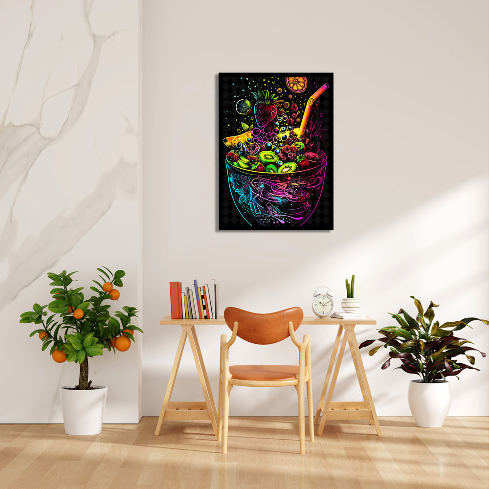 Neon Tropical Fruit Bowl - Food & Bar Wall Art