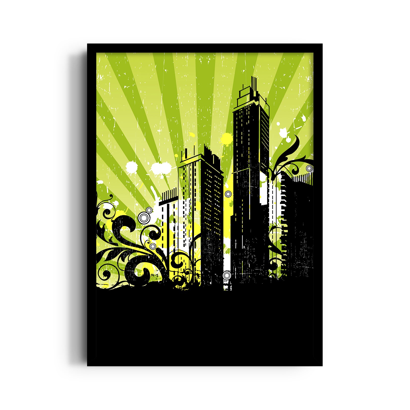 Neon Urban Skyline - City Wall Art