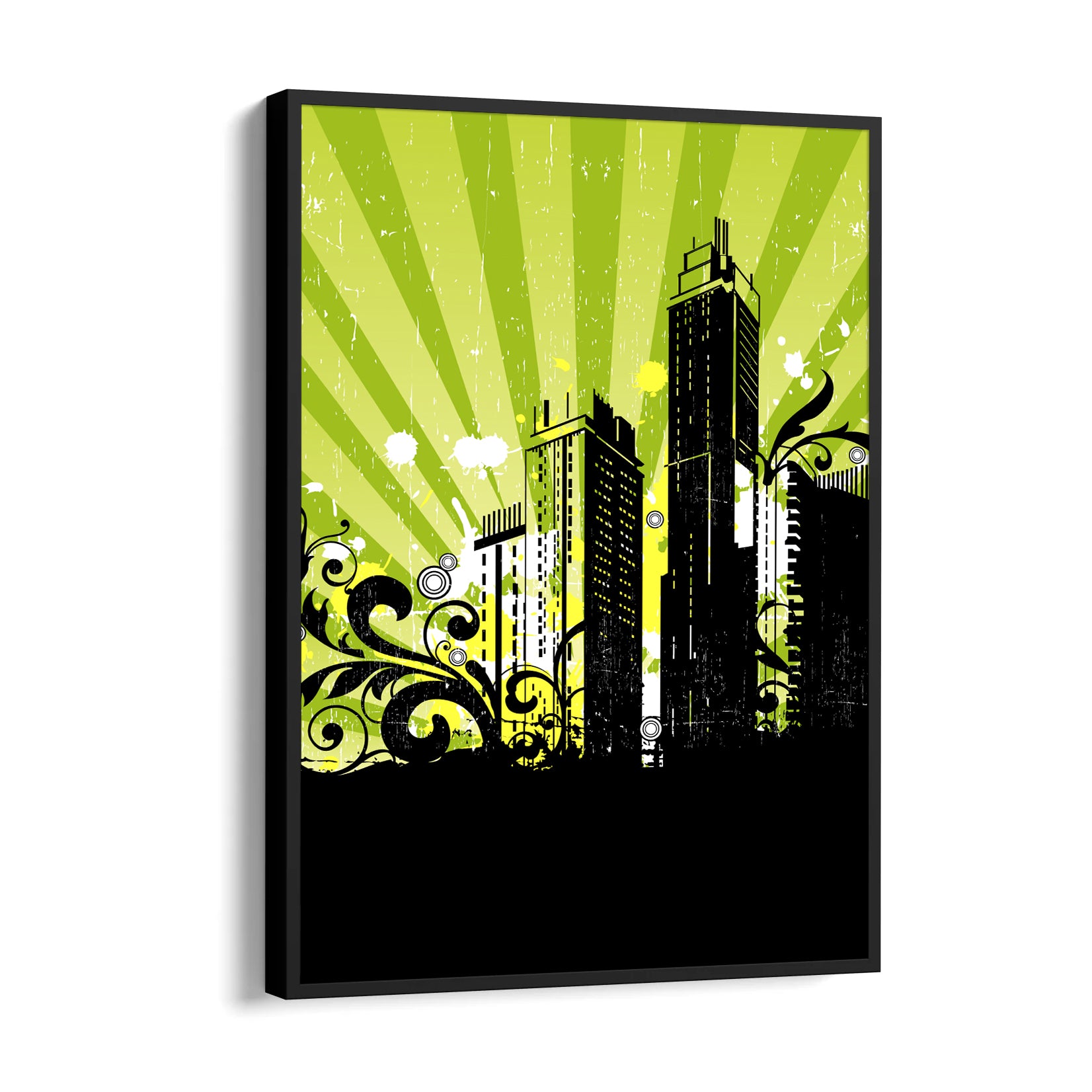 Neon Urban Skyline - City Wall Art