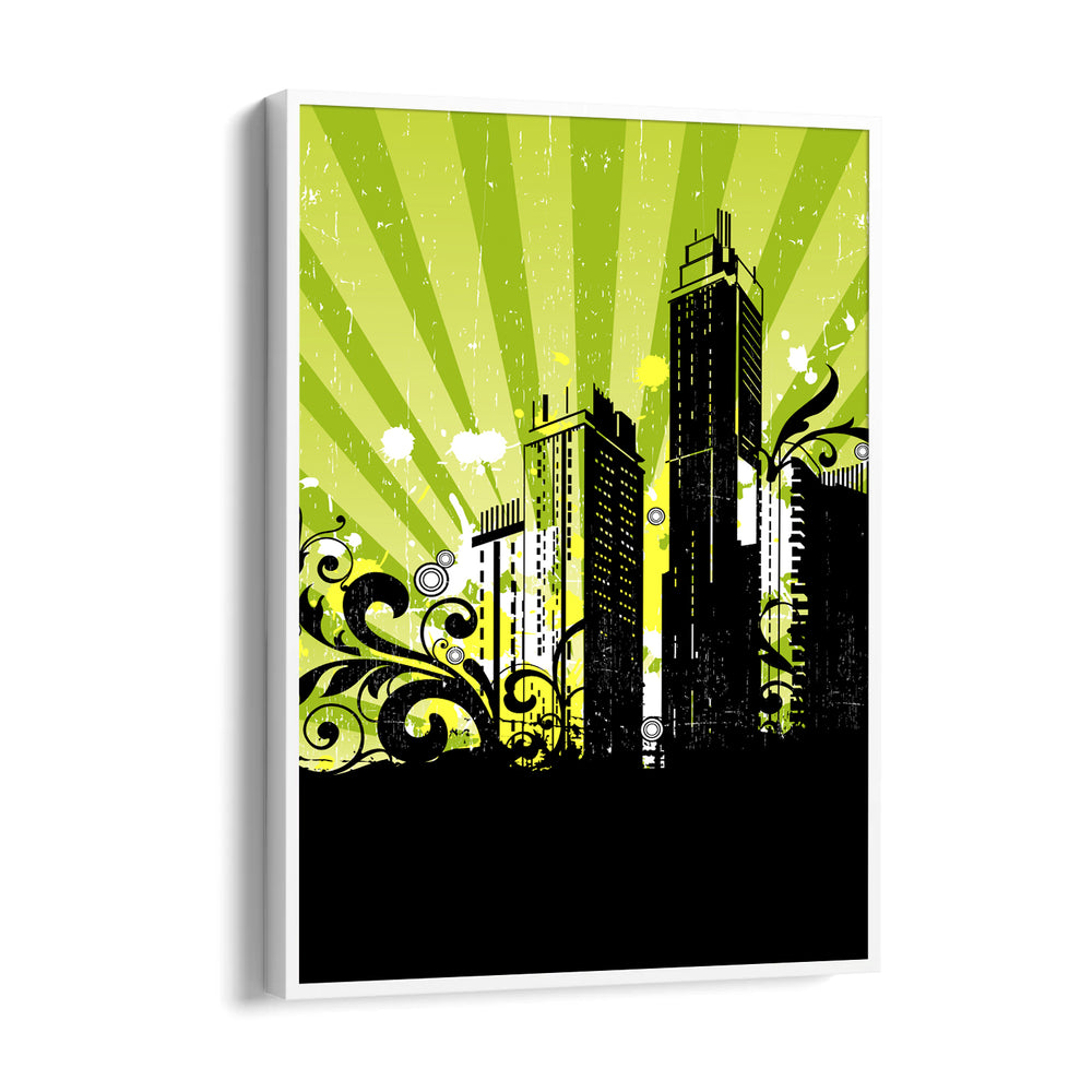 Neon Urban Skyline - City Wall Art