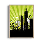 Neon Urban Skyline - City Wall Art