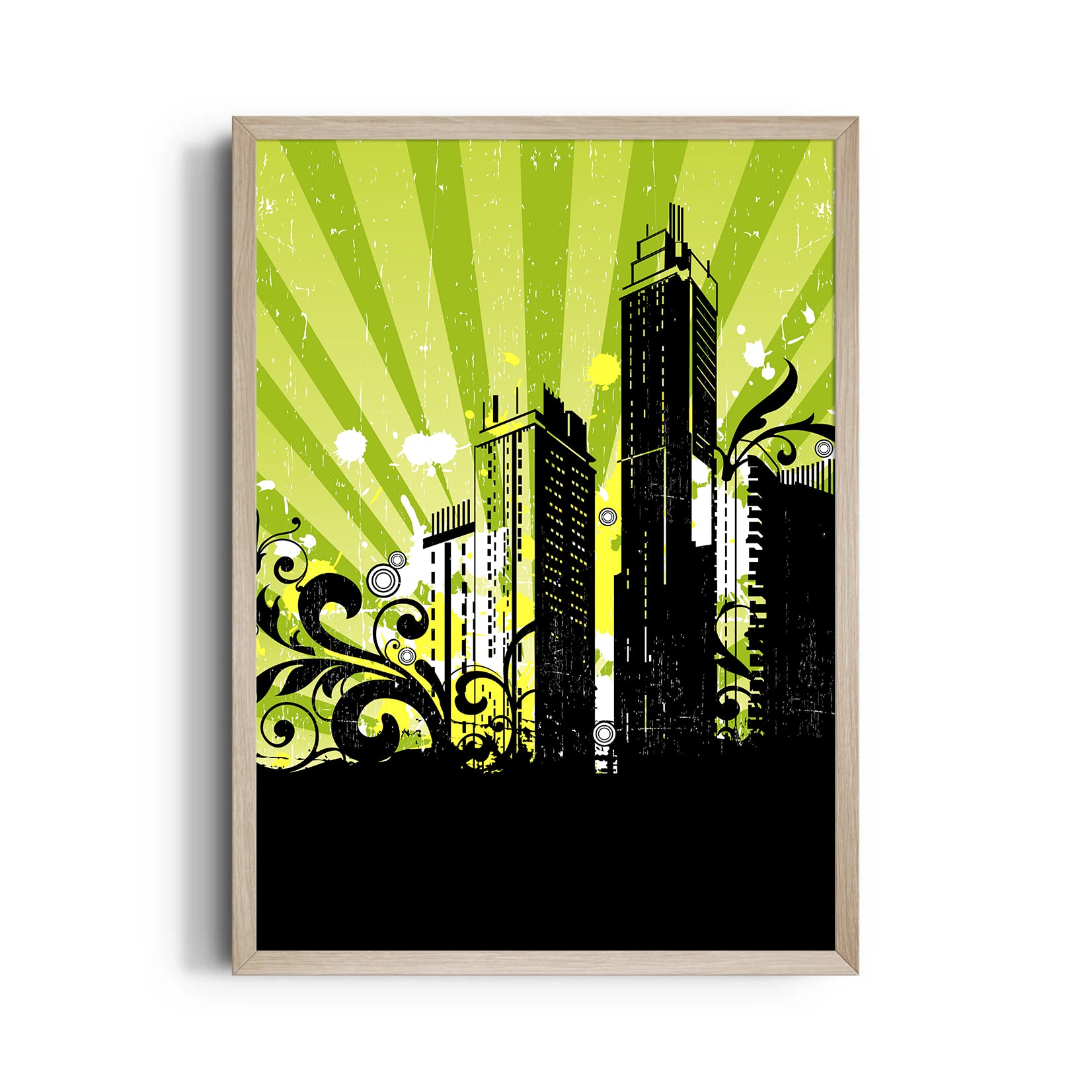 Neon Urban Skyline - City Wall Art