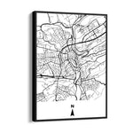 Old Town Compass Grid - street map wall art