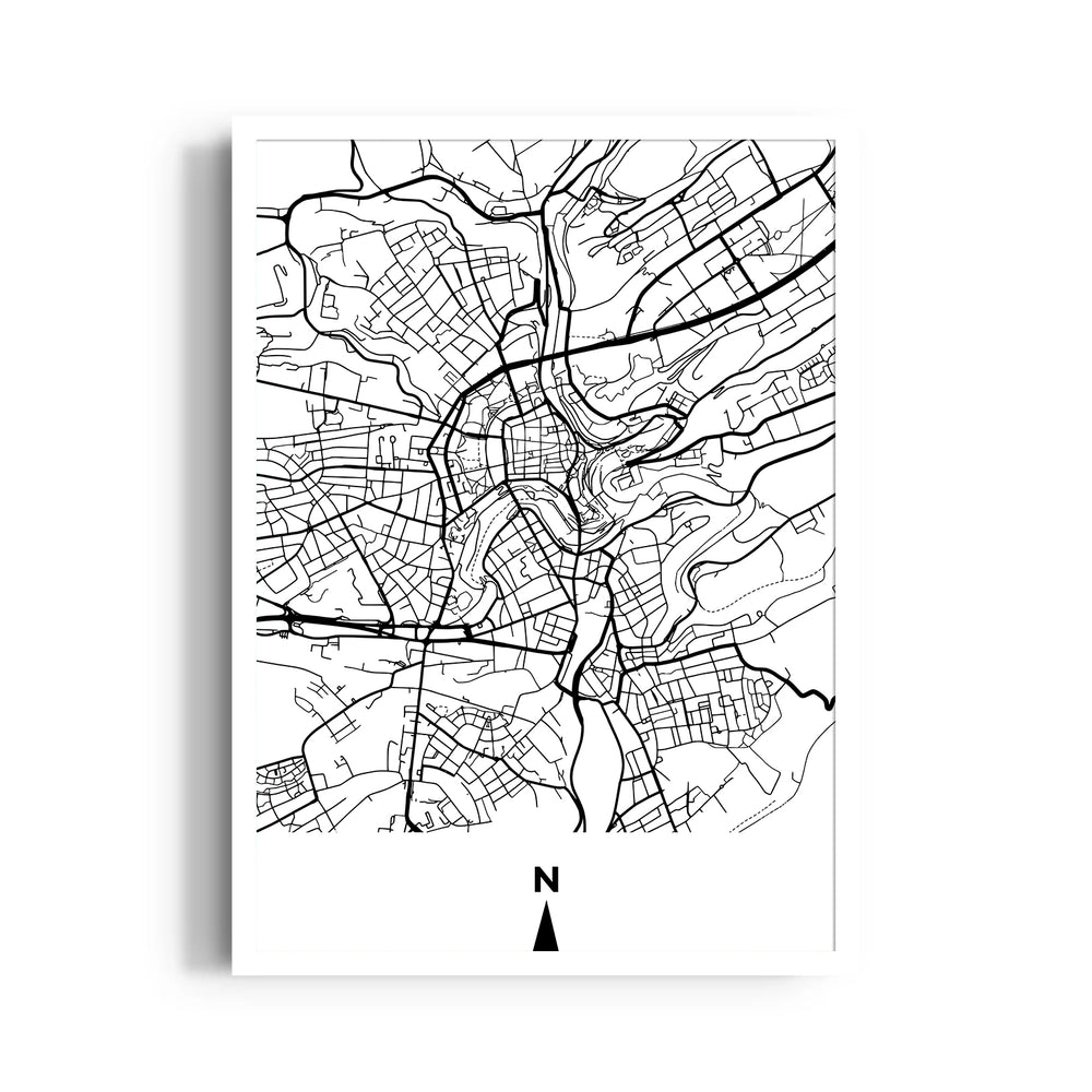 Old Town Compass Grid - street map wall art