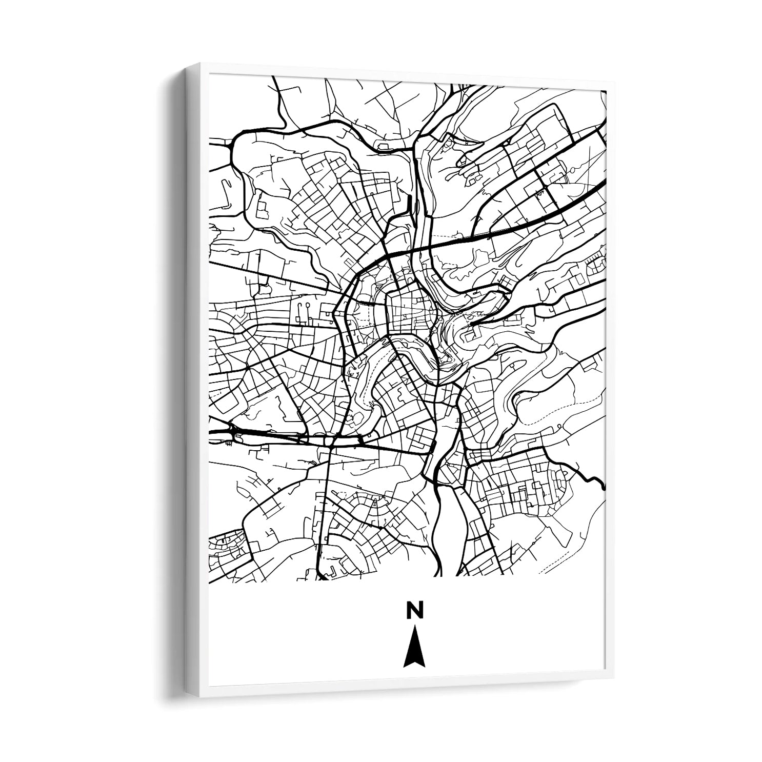 Old Town Compass Grid - street map wall art