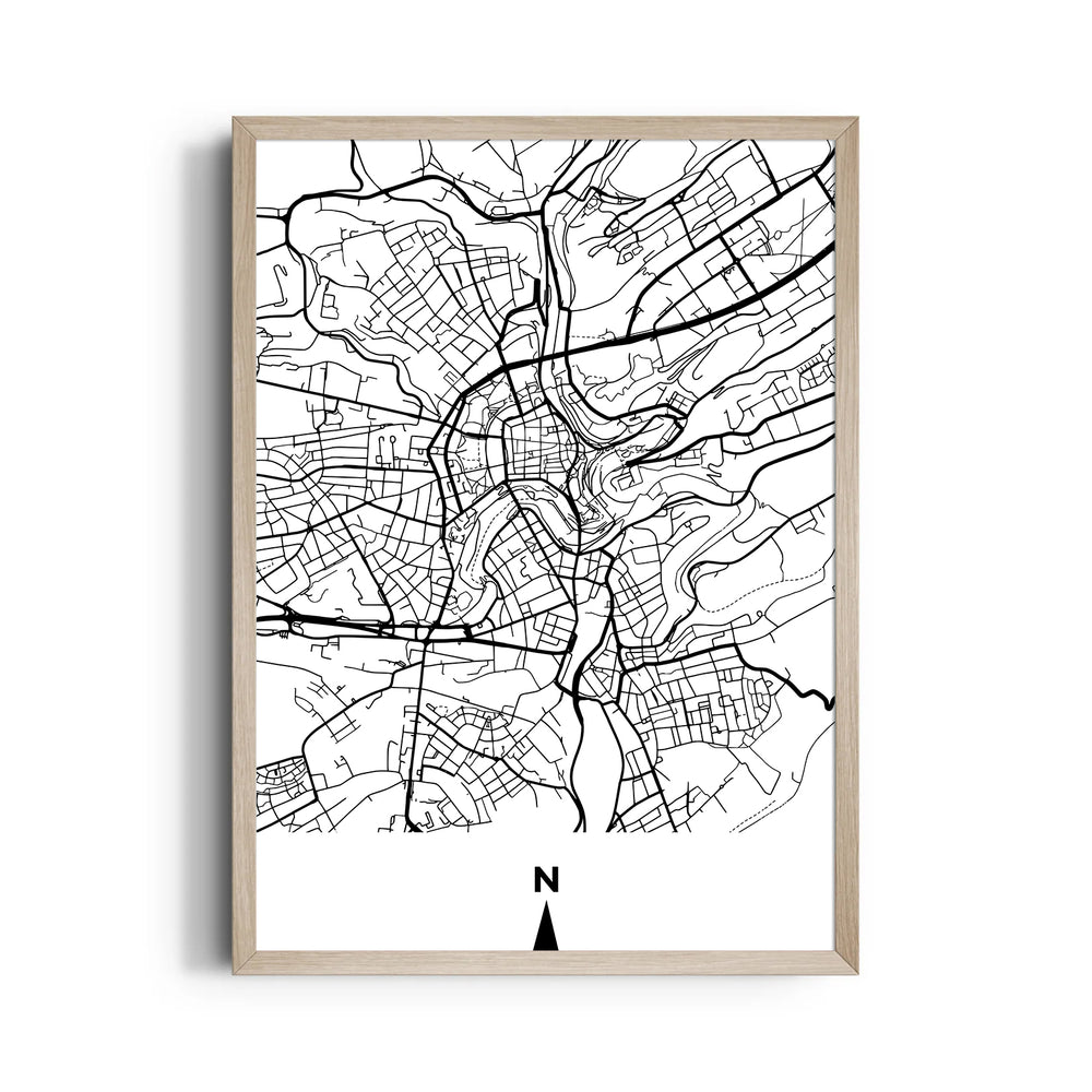 Old Town Compass Grid - street map wall art