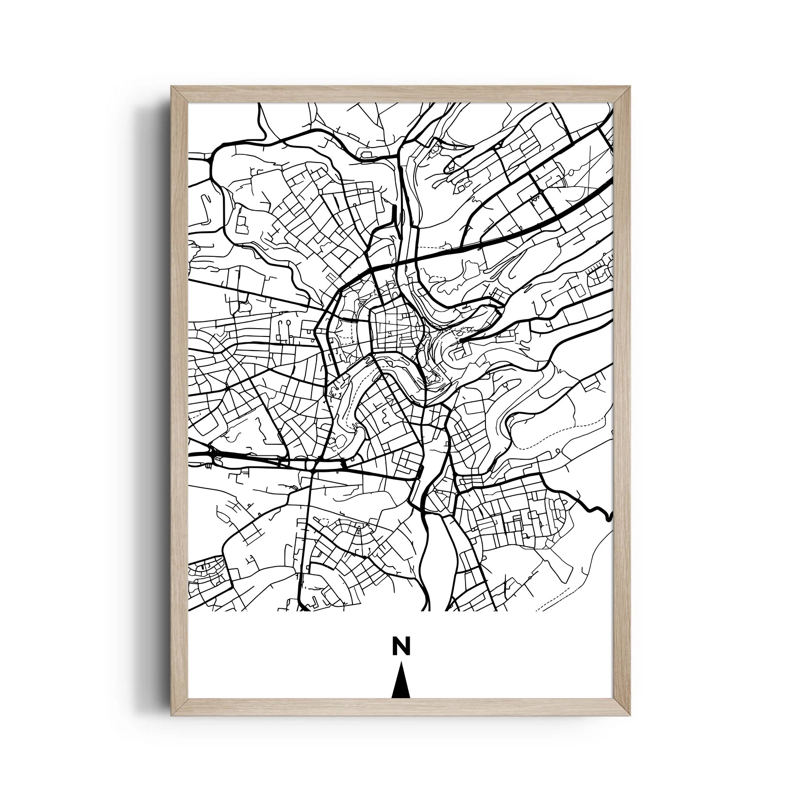 Old Town Compass Grid - street map wall art
