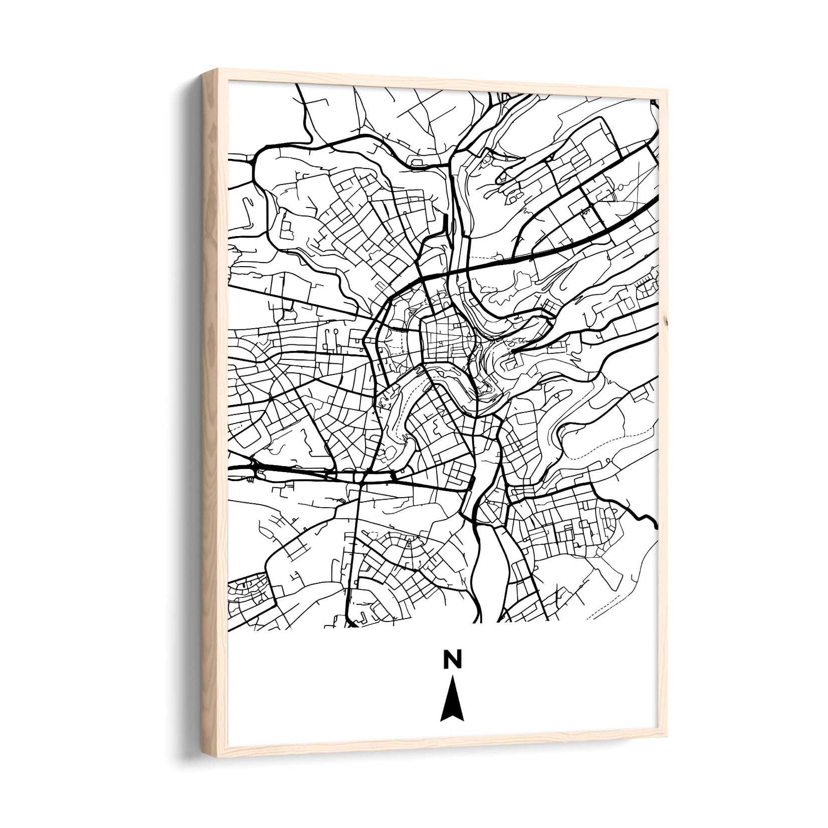 Old Town Compass Grid - street map wall art