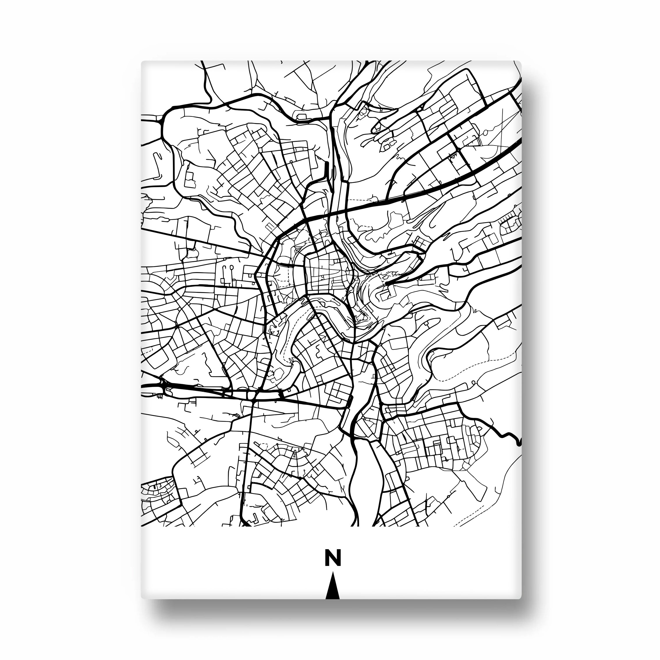 Old Town Compass Grid - street map wall art