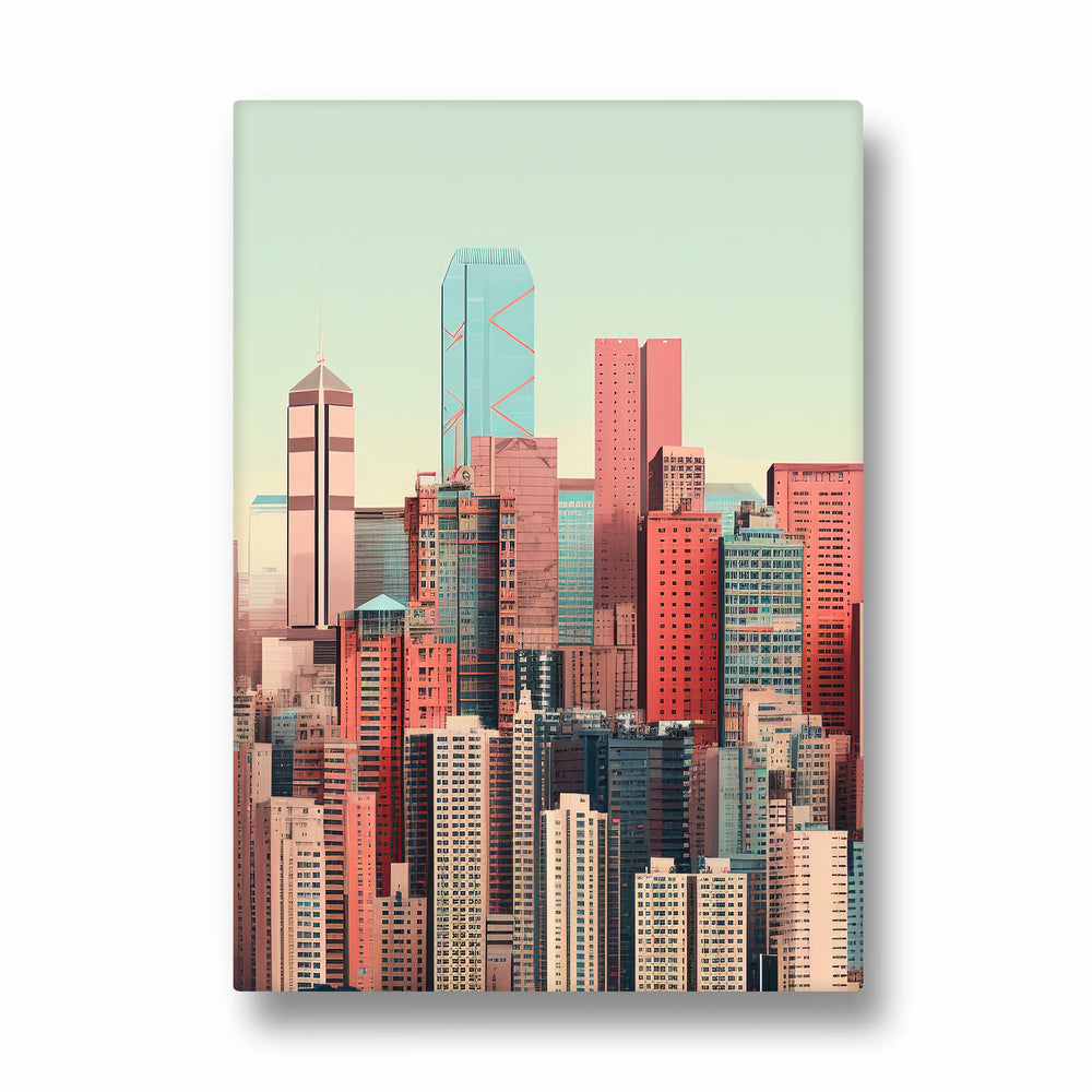 Pastel Metropolis Skyline - City Wall Art - Pillow Fights