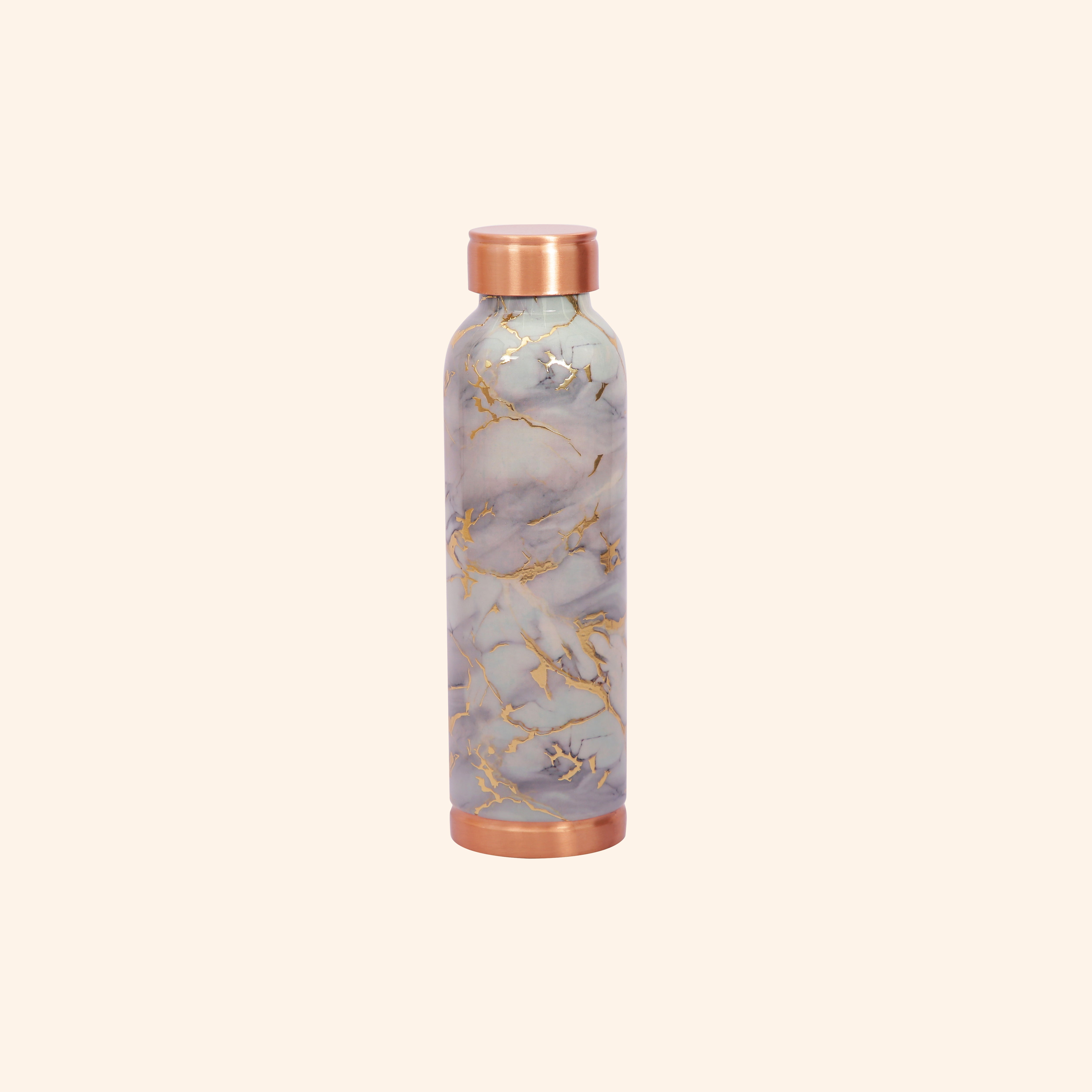 Luxury Grey Marble & Gold Vein Copper Bottle, 900 ml