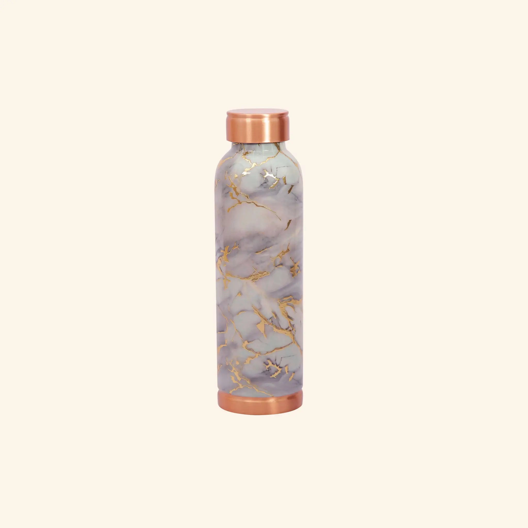 Maroon & Gold Leaf Print Copper Bottle