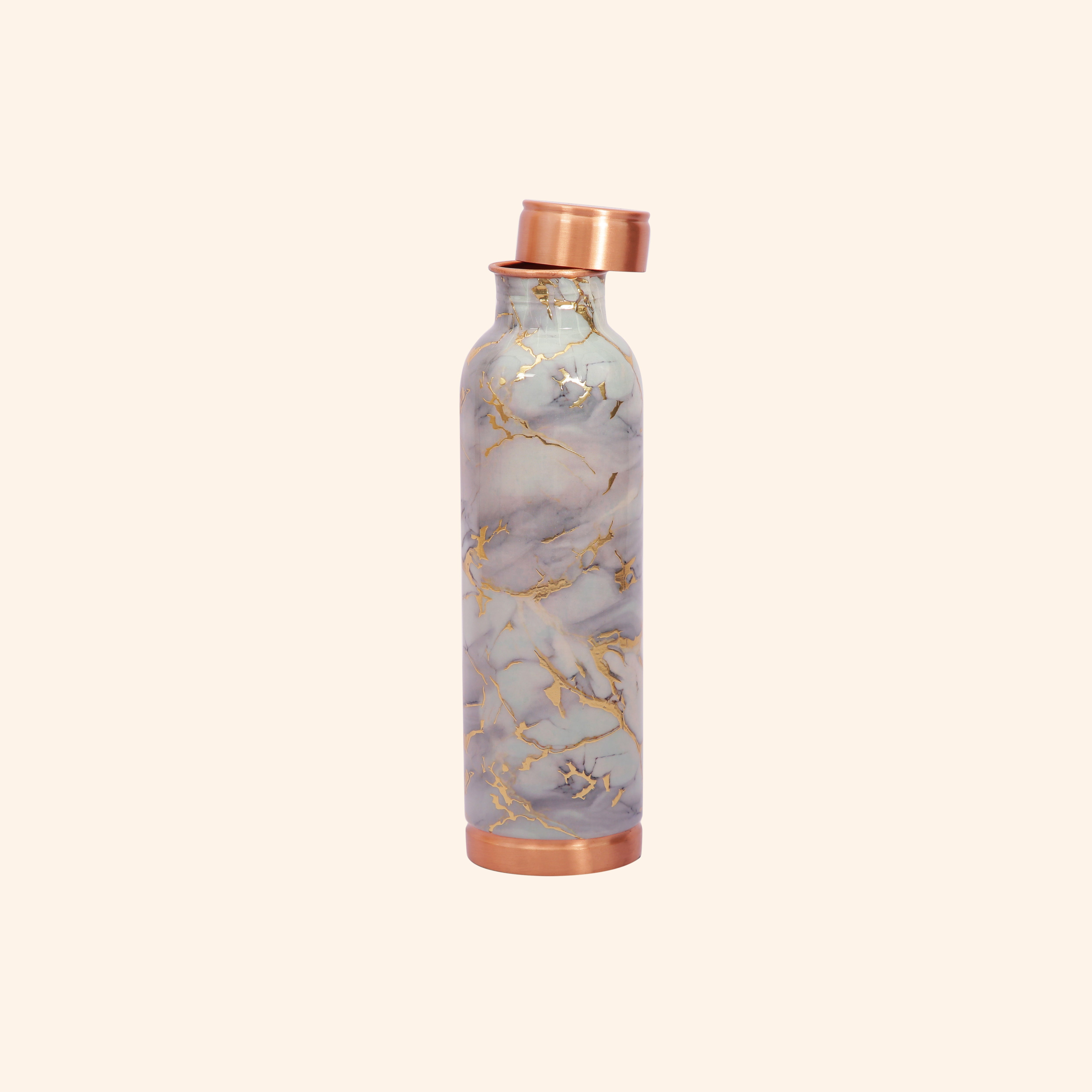 Luxury Grey Marble & Gold Vein Copper Bottle, 900 ml